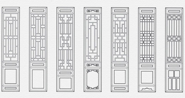 奇台常用中式仿古花窗图案隔断设计图